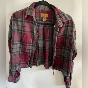 VINTAGE CROPPED OVERSIZED BRANDY MELVILLE PLAID FLANNEL